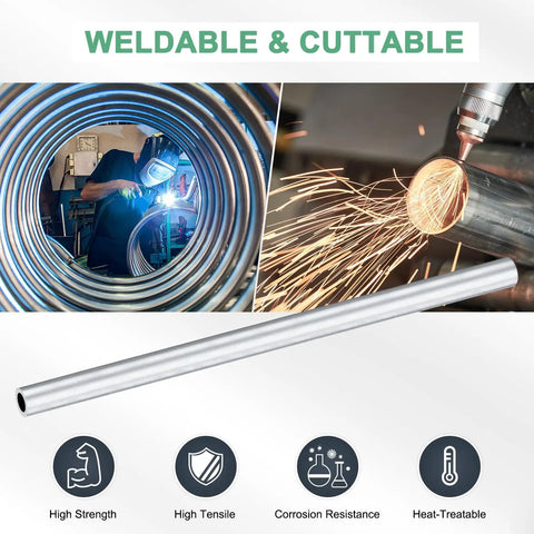Pro Grade Versatile 300mm 6063 Aluminum Round Tube Seamless Pipe 11mm ID 17mm OD displayed as weldable and cuttable