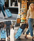 Woman using Collapsible Shopping Cart With Wheels Expandable Portable Waterproof Tote for market and grocery runs in city