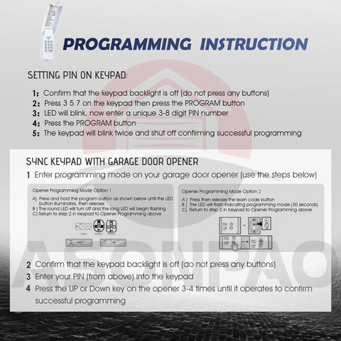 Genie Wireless Garage Door Opener Keypad Replacement Universal Intellicode Compatible Keypad for All Genie Openers Since 1995 Programming Instructions