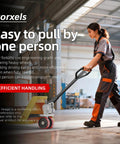 Heavy Duty Manual Pallet Jack Built Different For Tough Tasks Featuring Rock Solid 5500 Pound Capacity and sleek design for effortless maneuverability.