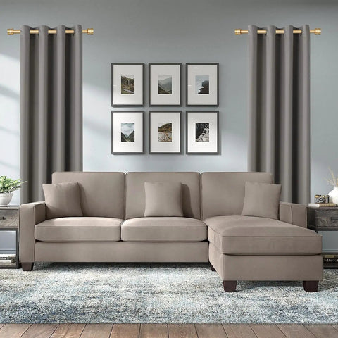 Living room with 12 To 20 Inch Short Adjustable Warm Gold Curtain Rods Set 1 Inch Diameter Heavy Duty Side Curtain Rods With Aluminum End Caps