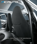Sporty Carbon Fiber Look Front Seat Covers With Mesh Panels, durable polyester, universal fit, black, car interior