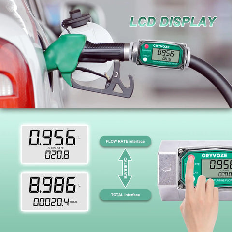 2 Inch Digital Turbine Flow Meter with LCD Display Inline NPT Thread 15.8 To 132 GPM for liquid measurement during refueling