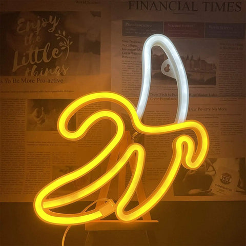 Banana Neon Sign LED Light 11.4 x 7.9 Inches USB or Battery Powered Wall Decor Night Lamp for Christmas Birthday Parties Kids Room