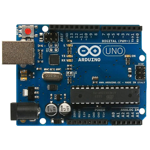 Top Shelf Electronics Learning Kit For Absolute Beginners With Straight Up Step By Step Guides Featuring Compatible Sensor Modules And Robot Tools To Fast Track Your Maker Projects. Arduino Uno board with USB and pin headers.