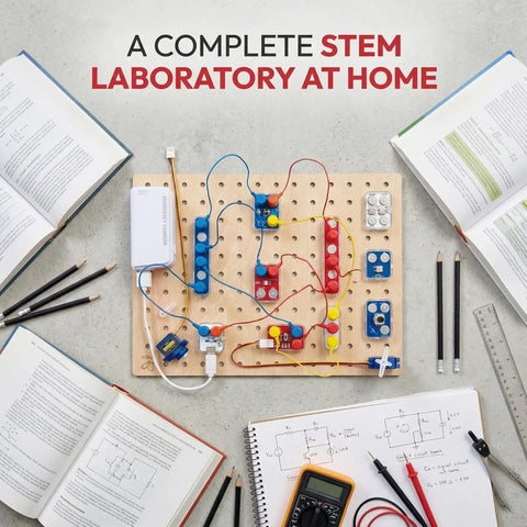 Circuit Explorer Boost Kit for Kids 8 and Up DIY Electronics Lab With 40 Piece Set Motor And LED Lights Cool Hands On STEAM Experiments For Curious Builders on circuit board