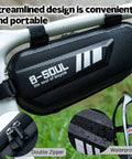 All In One Bike Repair Kit With Waterproof Hard Shell Case attached to bike frame with double zipper and streamlined design