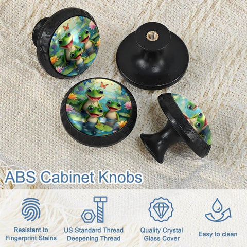 Fresh Crystal Glass Cabinet Knobs And Drawer Pulls Super Clean Kitchen Hardware Upgrade For Dressers Cupboards And Wardrobes Solid Modern Home Decor Setup 4 Pack, colorful frog design, 1.37 inch width.