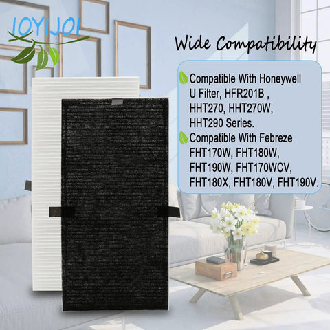 Four Pack Replacement Filters For FRF102B Compatible With Filter U HRF201B And HHT270 HHT290 Series displayed in living room