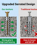 Heavy Duty Hollow Wall Anchors With Screws Bulk Pack 60 Count For Drywall Installations And Loose Hinge Hole Repairs in wall comparison
