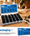 Massive M6 Flange Bolts Kit 440Pcs Black Zinc Plated Hex Flange Head Screws Set With Nuts And Washers displayed in a storage case