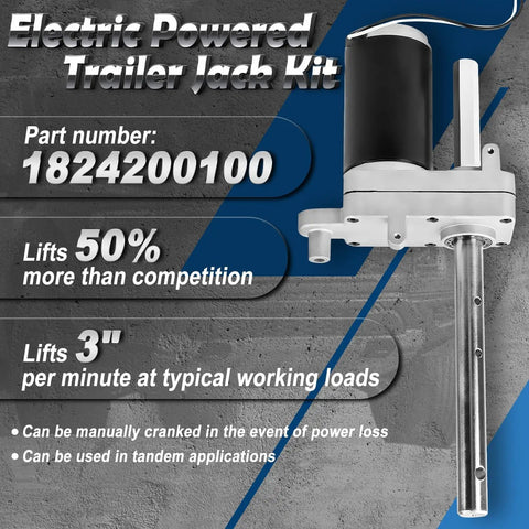 Electric Powered Trailer Jack Kit 12,000 Lbs 12V Heavy Duty Single Speed Tongue Jack With Control Switch Weatherproof And Rust Resistant