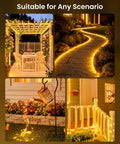 Two Pack 66 Ft Solar Fairy Lights With 200 LEDs In Warm White Outdoor Waterproof String Lights With 8 Modes For Patio
