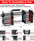 Garage Grade Heavy Duty Wall Mount Power Tool Organizer With Charging Station, 39 inch steel tool rack with outlet strip