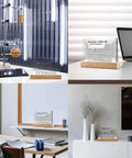 Collage of 83 Real Elements Inside Periodic Table Poster With 8.3 Inch Acrylic Lighted Stand in various settings.