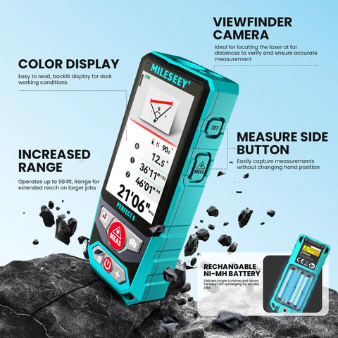 Laser Measure 328 Feet Distance Meter With Two Bubble Levels, 1 Sixteenth Inch Accuracy, backlit LCD.
