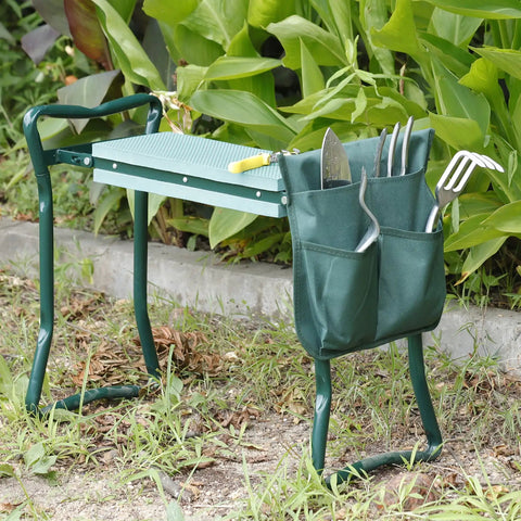 Foldable Garden Kneeler Seat With Tool Pouch, Portable Garden Bench With EVA Foam Padded Kneeling Pad