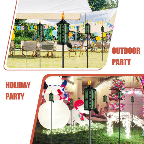 Outdoor Metal Torch Set Six Pack 59 Inch Citronella Garden Torches With 3 Prong Grounded Stake at outdoor and holiday parties
