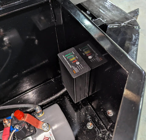 12V 10 Amp Panel Mount Battery Charger For Onboard Trickle Charging In Hydraulic Dump Trailers Cars And Marine Use All Weather DC 12V System With 24 Inch 16 AWG Battery Cables inside panel