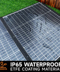 200W Monocrystalline Portable Folding Solar Panel Charger with water droplets on IP65 waterproof surface