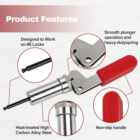 Top Rated Plunger Tool For #6 Barrel Nut Fasteners With 0.158 Inch ID features heat-treated high carbon alloy steel and non-slip handle.