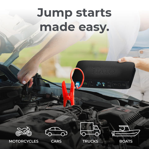 All In One Bolt Air 58830 Portable Car Jump Starter With 100 PSI Air Compressor in use on vehicle