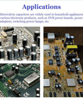 Massive 500Pcs Aluminum Electrolytic Capacitor Kit With 24 Value Range applied to various circuit boards for electronics repairs.