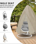 Patio Hanging Egg Chair Cover With Zipper UV Resistant Waterproof Outdoor Shield for single seat chair in camel color on patio