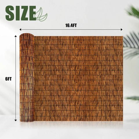 Natural Reed Fence Screen Made From Bamboo For Outdoor Privacy 6 Feet By 16.4 Feet Durable Weatherproof Fencing Brown
