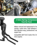 Ford 4.6L 5.4L 3V Engines Timing Belt Tool Set with valve spring compressor shown in engine use