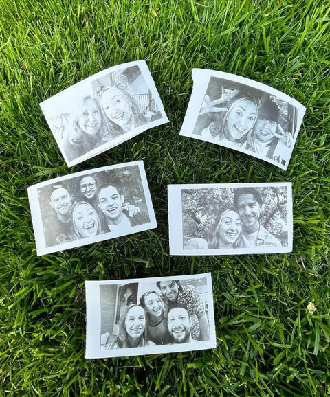 Instant Print Paper Refill Set For Kids Camera 57mm Wide Thermal Paper Rolls 2.25 Inch BPA Free Includes 3 Regular Rolls And 2 Adhesive Rolls For Easy Snap Prints Up To 300 Photos, printed photos on grass