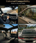 Interior and exterior view of car showing windshield, side window, sunroof, and rear window for glass repair compatibility.