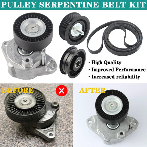 Mercedes Benz Serpentine Drive Belt Tensioner Kit With Idler Pulley For 2006 2011 ML350 GL450 G550 SLK300 C280 GLK350 E350 CL550 S550