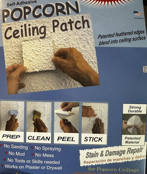 Self-Adhesive Pre-Textured Popcorn Ceiling Patch Roll For Easy DIY Repairs, Paint Ready And Stain Cover, application demonstration