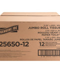 Box of Jumbo 2 Ply Bath Tissue For Commercial Dispensers, Unscented White Toilet Paper Roll 3.3 Inch By 650 Foot, 12 Count