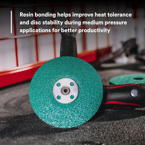 Ceramic Abrasive Fiber Disc 7 In X 7/8 In 60 Grit Resin Bond For Metal Grinding And Welds attachment on a power tool