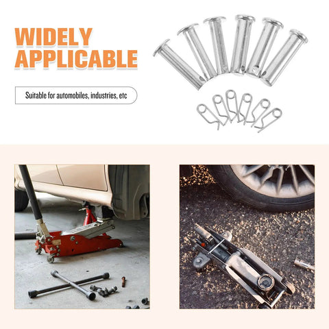 Beefy Heavy Duty Clevis Pin Kit With Flat Head Steel Pins 3 Pairs Single Hole Design For Floor Jacks And Hydraulic Jacks Hitch Accessories Built Tough Replacement Pins For Quick Attachments, steel pins and clips for floor jack use