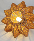 Plug In Pendant Light With Hand Woven Rattan Shade And Nifty Dimmer Switch Chill Boho Ceiling Lamp For Bedroom Or Living Room Includes Bulb Plus 15 Foot Hemp Rope Cord Vintage Paper Weave, 11 inch rattan shade with soft illumination.