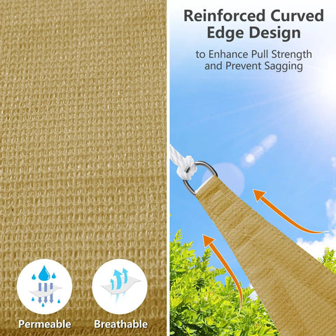 Close-up of 8x10 Shade Sail Permeable HDPE Outdoor Sun Shade Canopy For Patio Backyard Garden And Porch UV Block Sun Cover