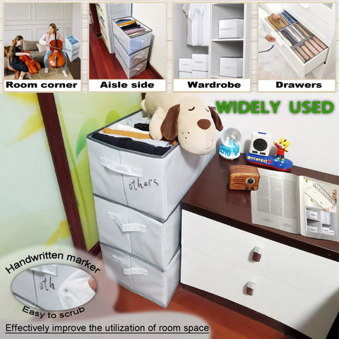 Two Pack Upgraded Closet Organizer With Handle, 9 Grid Thick Fabric Storage Box In Room, Wardrobe, Drawers Demonstration