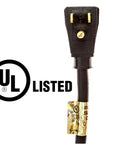 Top Shelf 10 Ft Coiled Replacement Power Cord With 3 Prong Sjt 14/3 Wire And Right Angle Plug UL Certified, black right angle connector.