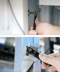 Person using the Top Shelf Mini Ratchet Set, 34 Piece Cr-V Steel Kit with Right Angle Screwdriver in tight spaces.