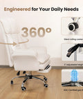 Big And Tall Office Chair With Flip Armrests For Pets And Cross Legged Sitting Boss Level Ergonomic Computer Gaming Chair With Foot Rest Teddy Fleece Wide Seat Reclining Desk Chair For Home Office with 360-degree rotation, silent casters, adjustable height, and SGS-certified gas lift.