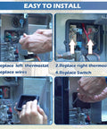 Installation steps for RV Water Heater Thermostat Limit Switch Kit 12V and 120V T Stat Plug and Play with Suburban SW Series