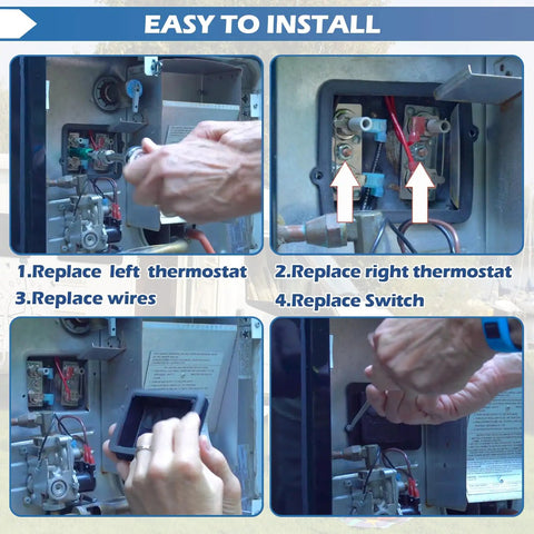 Installation steps for RV Water Heater Thermostat Limit Switch Kit 12V and 120V T Stat Plug and Play with Suburban SW Series