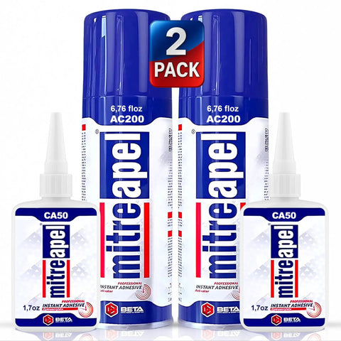 Instant Bond CA Glue With Activator For Wood Ceramic Glass 3D Printing And More, High Strength Quick Set Super Glue Accelerator For DIY Crafts And Plastic Repair, Includes Two 1.7 Ounce Bottles And Two 6.7 Ounce Bottles