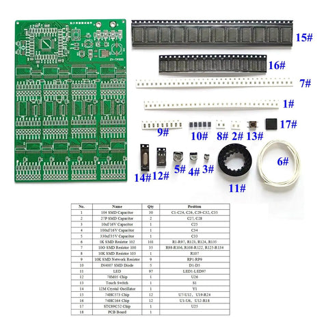 Components for Four Pack Soldering Practice Kit For SMD And SMT Electronics All In One DIY Soldering Training Board
