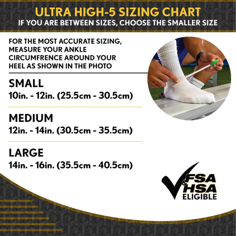 Sizing chart and ankle measurement guide for Rigid Ankle Brace For Daily Stability To Combat Chronic Instability Fits Work Boots and Hiking Boots.