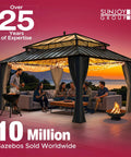 9 Ft By 9 Ft Soft Top Gazebo With 2 Tier Canopy Roof No Fuss Setup Durable Steel Frame Easy Tension Adjustment Ceiling Hook Mosquito