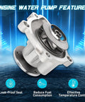Heavy Duty Electric Water Pump Kit With Seal Gasket Straight Bolt On Cooling Swap For Chrysler 200 Sebring showing silver assembly.